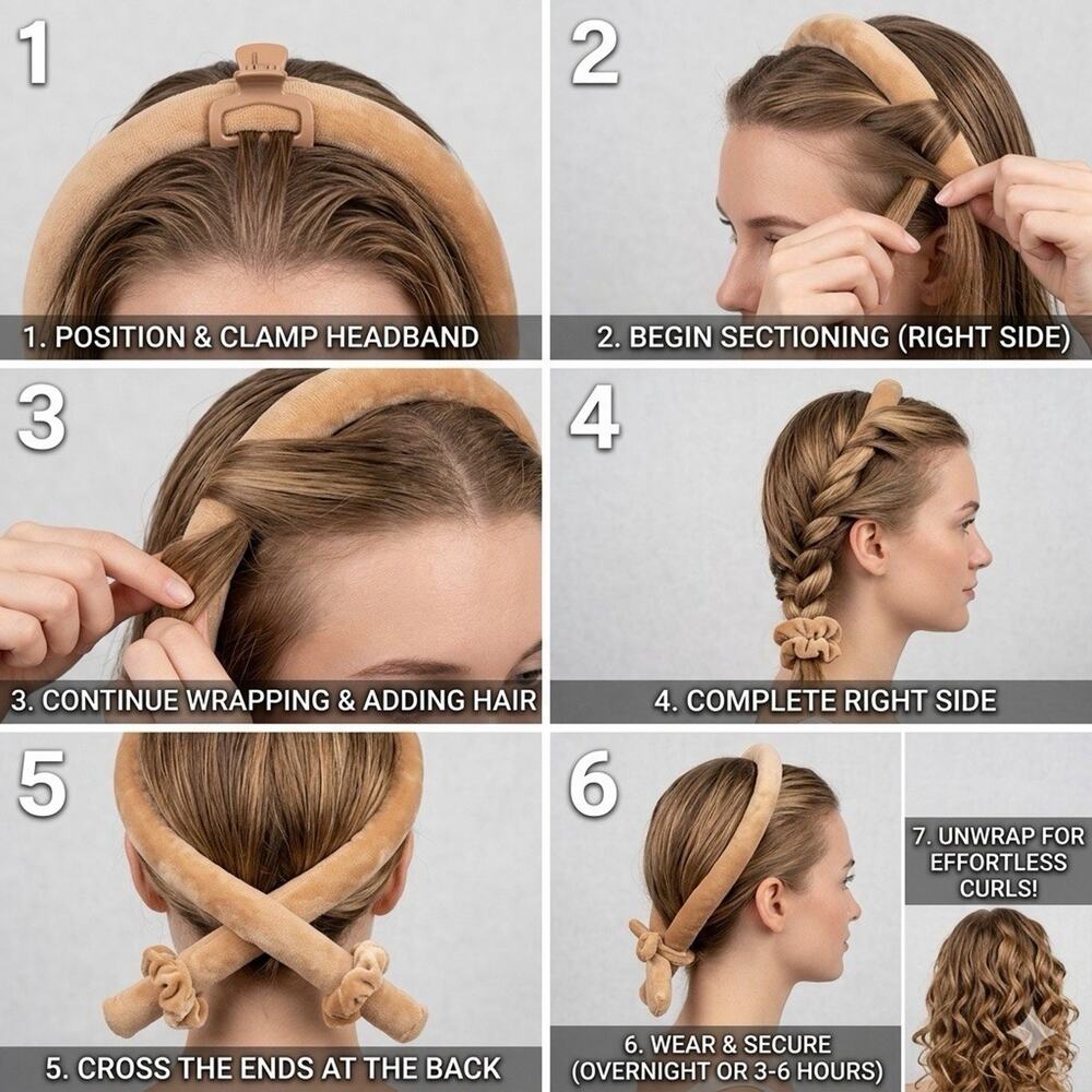Unbranded Heatless Hair Curler Women One Size Tan Velvet No Heat Ribbon Rollers
